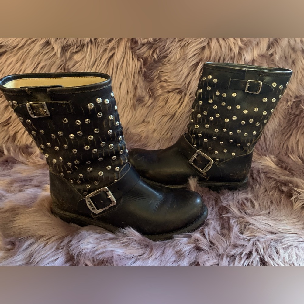 Frye Short Leather Moto Boots Size 7 - Black